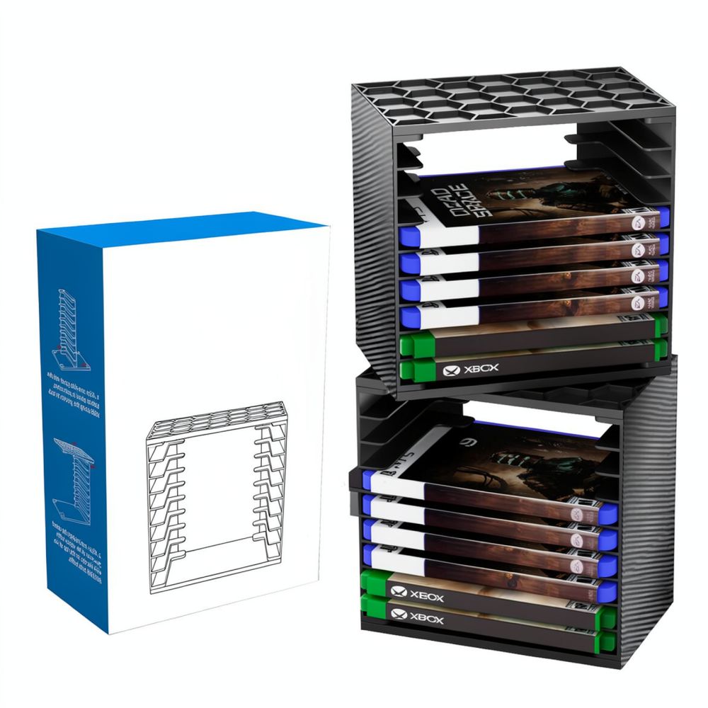 Gaming Console Display Case - برج تخزين بطاقات الألعاب لجهاز PS5،