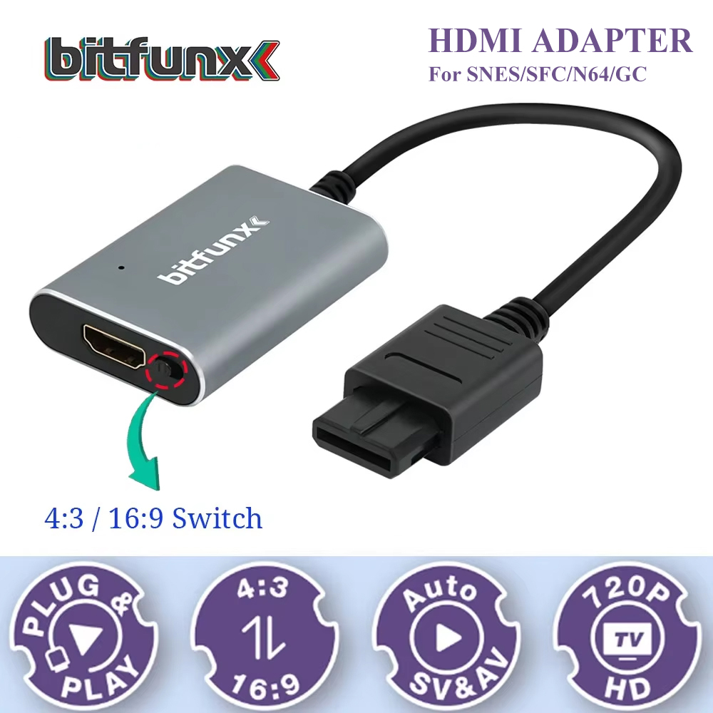 Gaming Console Tv - محول فيديو Bitfunx 720P Svideo /